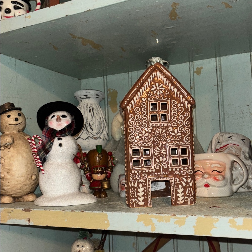Pottery Barn Gingerbread Village House TALL Brown Stoneware Christmas New
